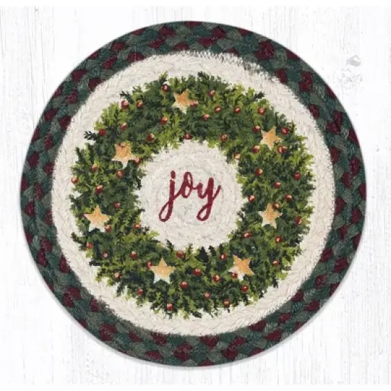 Earth Rugs Decorative Holiday Wreath Printed Round Trivet 10" Farmhouse Kitchen Accent image {3}