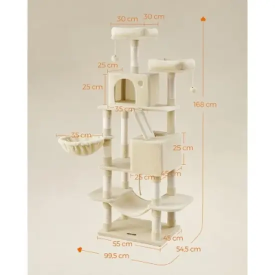 Feandrea 66.1/81.1"H Cat Tree Cat Tower for Indoor Cats, Plush Multi-Level Cat Condo with Scratching Posts, Perches, Caves, Hammock image {5}