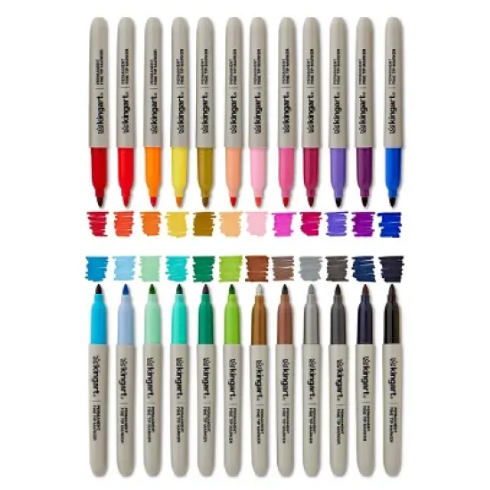 KINGART Permanent Fine Tip Markers 24 Colors image {1}