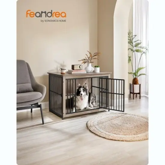 Feandrea Dog Crate Furniture, Side End Table, Modern Kennel for Dogs Indoor up to 70 lb, Heavy-Duty Dog Cage with Enclosed Base image {2}