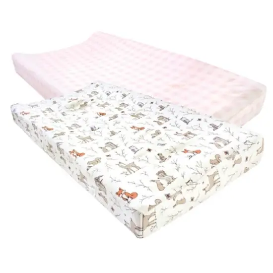 Hudson Baby Infant Girl Cotton Changing Pad Cover, Enchanted Forest, One Size image {2}
