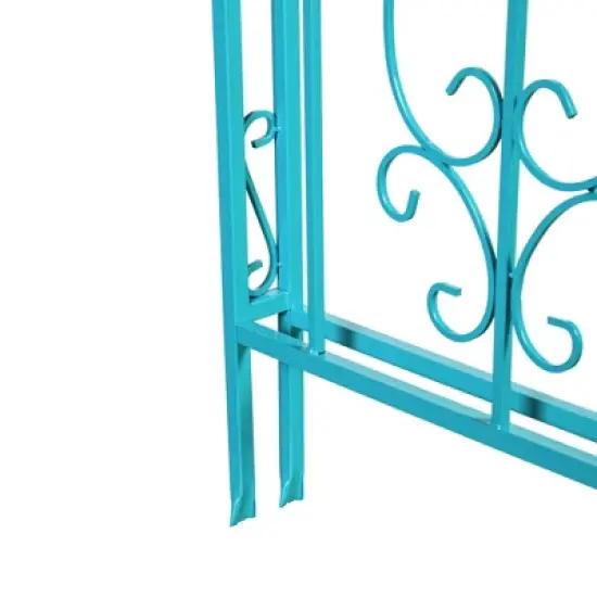 Evergreen Montebello Iron Garden Arbor, Coastal Blue- 53 x 84 x 23 Inches Fade and Weather Resistant Outdoor Decor image {6}