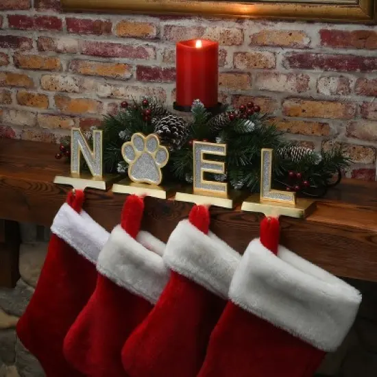 4pc 5" Silver Sparkle "NOEL" Stocking Holders - National Tree Company image {1}