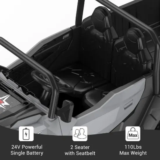 24V 4WD Electric Dump Truck with Remote Control, 2 Seater Kids Ride On Car, Music Player & LED Lights, Birthday Gift for Ages 3+ image {3}