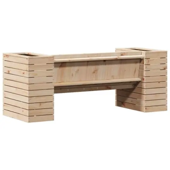 vidaXL Planter Bench Natural Pine Solid Pine Wood 66.9x23.6x25.6 in image {6}