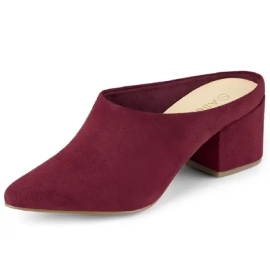 Allegra K Women's Pointed Toe Slip on Block Heel Slide Mules image {13}