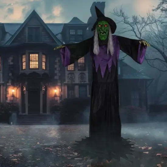 Northlight Huge Lighted and Animated Talking Witch Commercial Outdoor Halloween Decoration - 15' image {1}