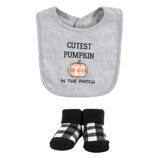 Hudson Baby Infant Boy Cotton Bib and Sock Set, Pumpkin Truck, One Size image {3}