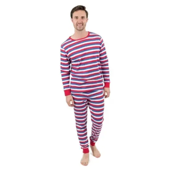 Leveret Mens Two Piece Cotton Striped Pajamas image {3}
