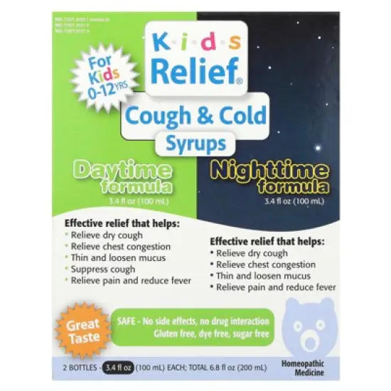 Homeolab USA Kids Relief&reg;, Cough & Cold Syrups, Daytime & Nighttime Formula, 0-12 Yrs, 2 Bottles, 3.4 fl oz (100 ml) Each image {5}