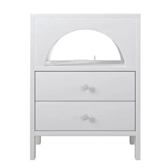 ODK Bedside table23110801white Night Stand with Charger Station, Medium, White image {5}