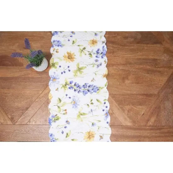 C&F Home Lovely Blues Cotton Rectangle Table Runner 14" x 51" Floral Design All Seasons Kitchen Dining Dinner Table Tablerunner Decor Decoration image {1}