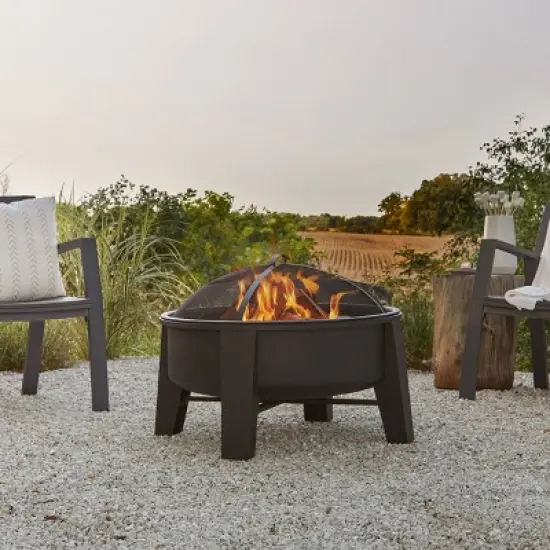 Forsyth Fire Pit - Black - Real Flame image {7}