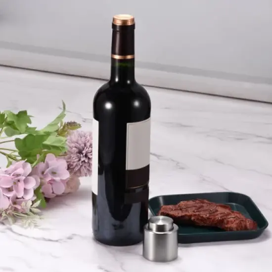 Unique Bargains Stainless Steel Reusable Vacuum-Sealed Wine Bottle Stopper image {3}