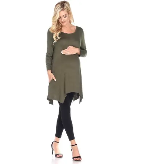 Maternity 3/4 Sleeve Kayla Tunic with Pockets - White Mark image {7}