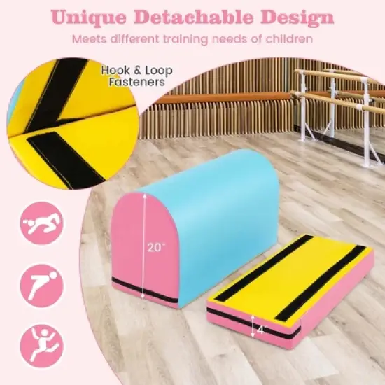 Costway Mailbox Tumbling Mat Gymnastics Vaulting Box with Detachable Mat & Carrying Handle Pink/Red image {5}