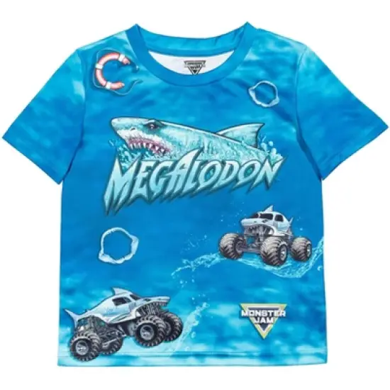 Monster Jam Maximum Destruction Son-uva Digger Earth Shaker Grave Digger Megalodon 3 Pack Athletic T-Shirt Toddler to Big Kid image {1}