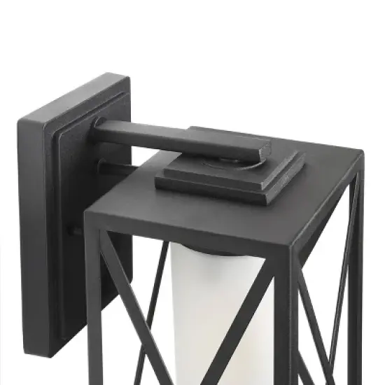 12.2" Metal/Glass Outdoor Wall Lamp Black - LNC image {6}