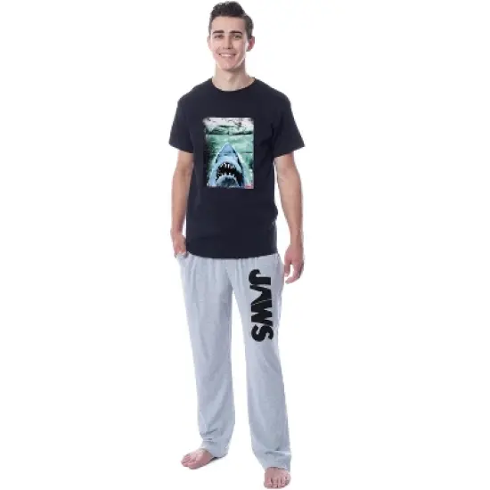 Jaws Mens' Classic Film Movie Title Logo Distressed Sleep Pajama Set Multicolored image {4}