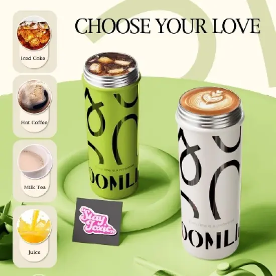 20 oz Spill Proof Tumbler with Top Handle, Straw & Tea Strainer - 6-Layer Insulated Cup-Green image {3}