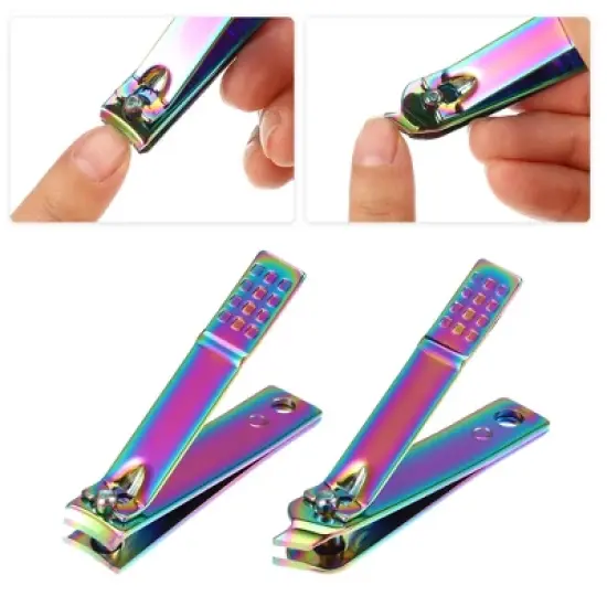 Unique Bargains Portable Stainless Steel Nail Clippers Multicolor 1 Set image {2}