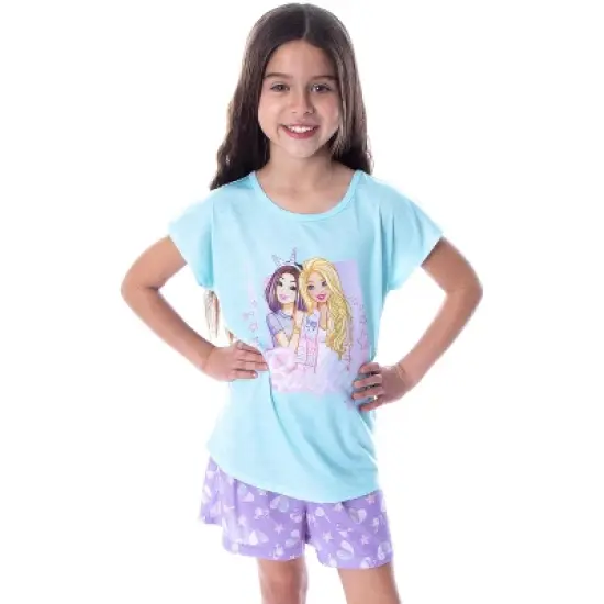 Barbie Little Girls' Unicorn Love Shirt and Shorts 2 PC Pajama Set Unicorn Love image {5}