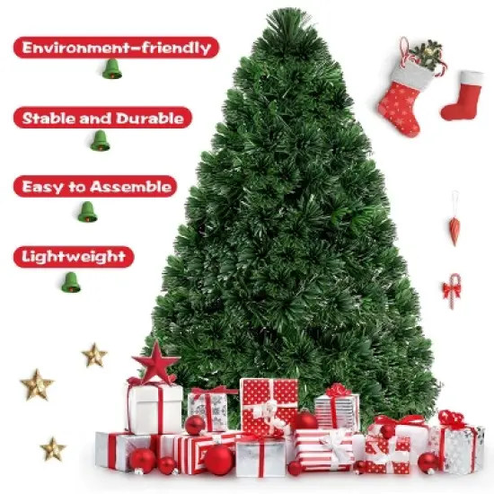 Costway Pre-Lit Fiber Optic Artificial PVC Christmas Tree Tabletop 3Ft image {3}