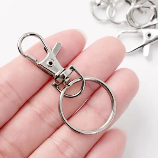 Unique Bargains Lobster Clasps with Ring Silver Tone 1.4" x 0.5" 20 Pcs image {5}