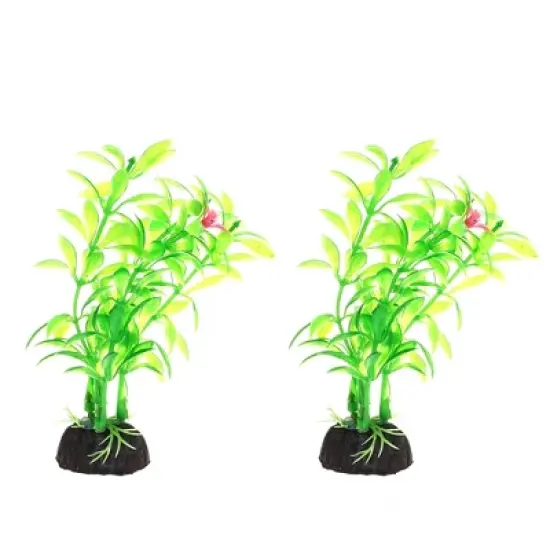 Unique Bargains Aquarium Plastic Plants for Goldfish Tank Landscape Decoration Green 2 Pcs image {6}