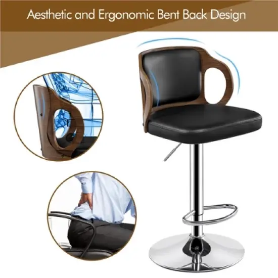 Yaheetech Bar Counter Stool Height Adjustable Faux Leather for Kitchen Counter Home Bar Pub image {7}