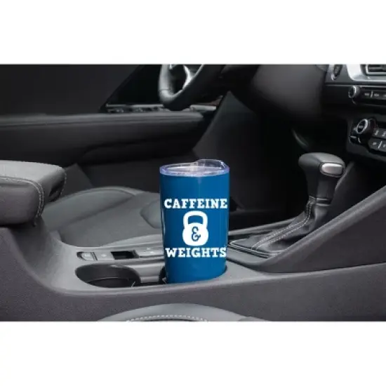 100 North 20 Ounce Stainless Steel On the Go Travel Tumbler With Push Top Lid, Caffeine and Weights Blue image {2}