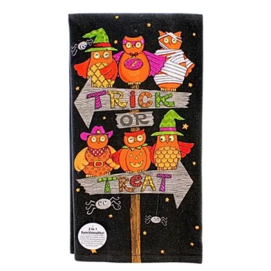 Kay Dee Designs 26.0 Inch Halloween Directional Signs Kitchen Towel Set Halloween Hand Towel Set , Super Absorbent Halloween Decor Pumpkins Owls (2PC) image {1}