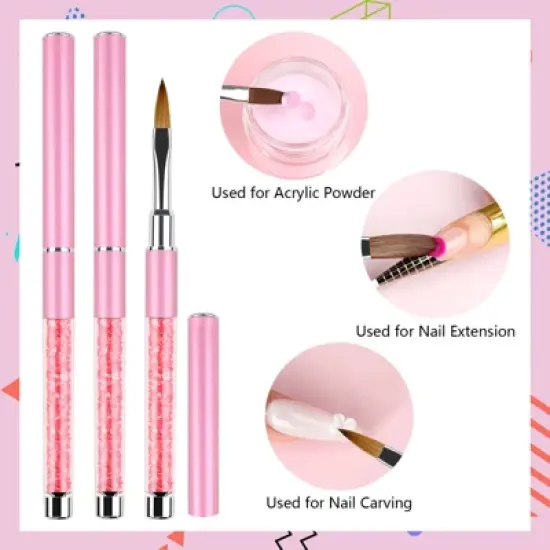 Saviland 3-Pc Sculpt Brush Set: #6/8/12 for Acrylic & 3D Art - Artist's Core Essentials. image {2}