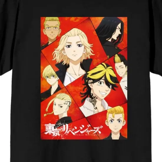 Tokyo Revengers Character Collage Key Art Crew Neck Short Sleeve Women's Black T-shirt image {1}