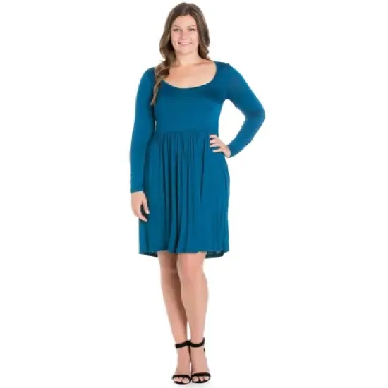Long Sleeve Pleated Plus Size Dress image {7}