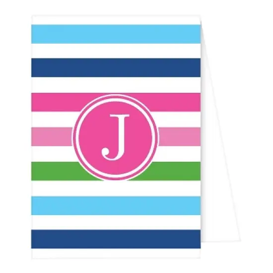 10ct Note Cards - Preppy Stripe Monogram - J image {1}