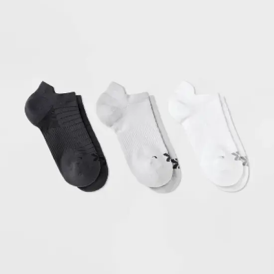 Women's 3pk Mesh Striped No Show Tab Socks - All In Motion&trade; White/Light Gray/Dark Gray 4-10: Arch Support, Cushioned image {3}