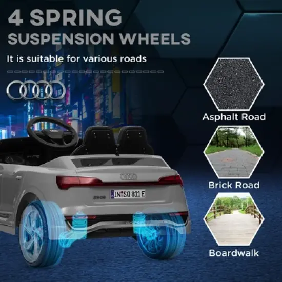 Qaba Audi Q8 e-tron Sportback Licensed 12V Kids Ride on Car, Battery Powered Kids Electric Car w/ Remote, 4 Spring Suspension Wheels image {3}