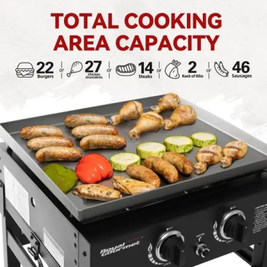Royal Gourmet 2-Burner Flat Top Griddle 30000 BTU Gas Grill GB2000NTG Black image {4}