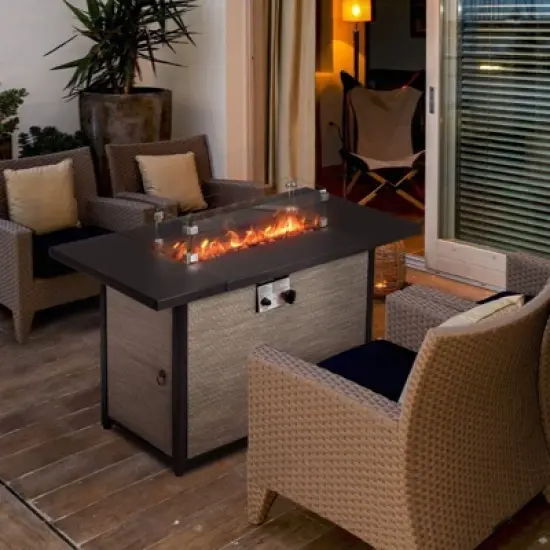 Karl Home | 43 in. W X 22.2 in. D Propane Outdoor Fire Pit With Cover image {2}