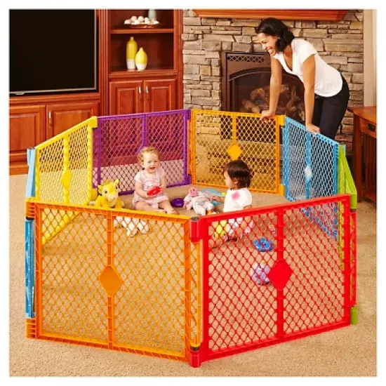 Toddleroo by North States Superyard Colorplay 8 Panel Freestanding Gate image {1}