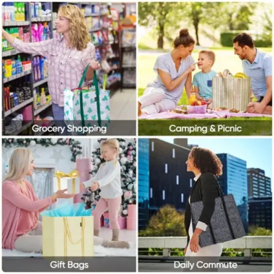 HOMLUX 4Pk Foldable Reusable Grocery Shopping Storage Bag Reinforced Bottom image {6}