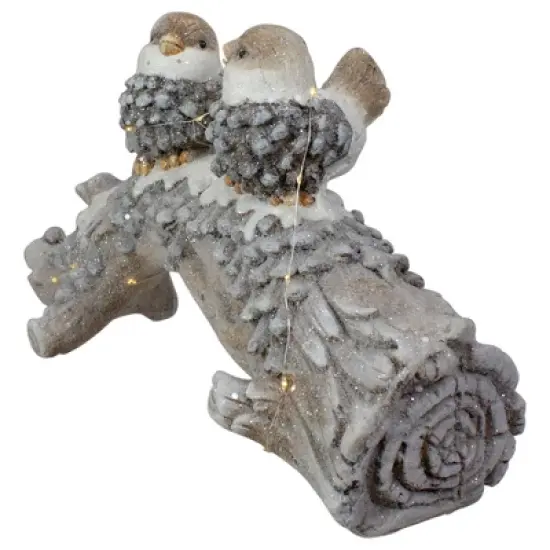 Northlight LED Lighted Rustic Glittered Birds on a Snowy Log Christmas Decoration - 18" image {3}