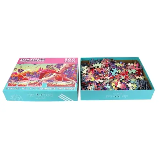 de.bored Neon Meadow 3 of 3 Panorama Puzzle - 500pc image {3}