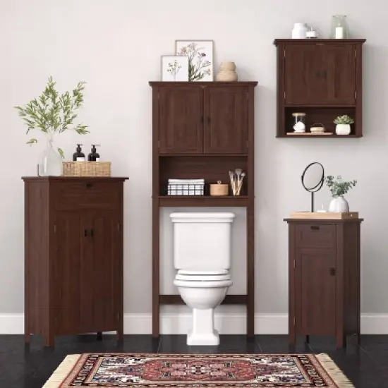 Hayward Two-Door Bathroom Storage Floor Cabinet Dark Woodgrain - RiverRidge Home image {7}