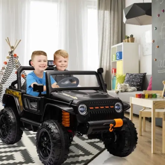 Ride on Car for Kids with Remote Control, 24V 4WD Battery Powered Electric Car, 2 Seater Ride On Truck, Kids Electric Vehicle for Boys Girls 3-9 image {7}