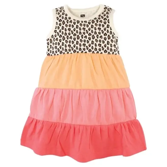 Hudson Baby Infant and Toddler Girl Cotton Dresses, Leopard Coral Mint image {2}
