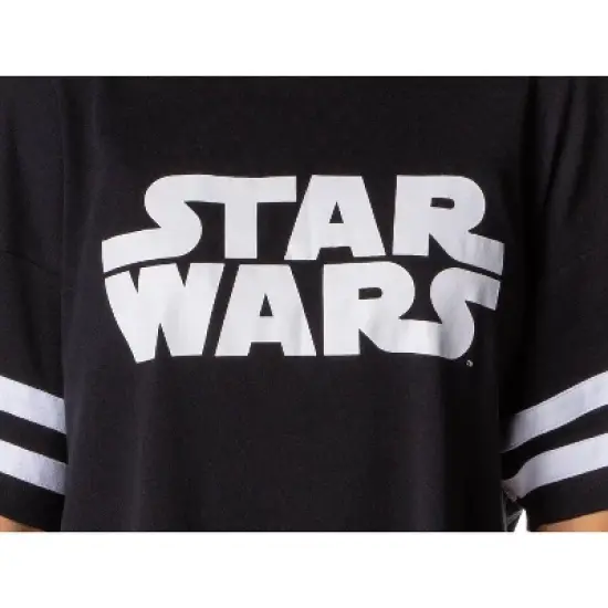 Star Wars Womens' Movie Film Title Logo Nightgown Sleep Pajama Shirt Black image {2}