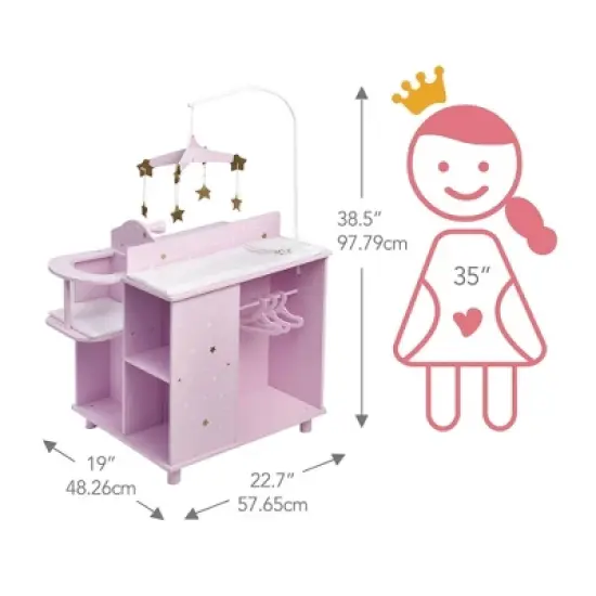 Olivia's Little World - Twinkle Stars Princess Baby Doll Changing Station with Storage image {3}