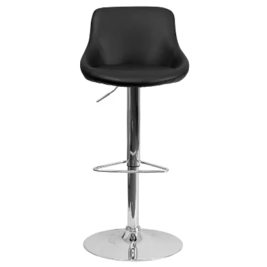 Flash Furniture Contemporary Vinyl Bucket Seat Adjustable Height Barstool with Chrome Base image {4}